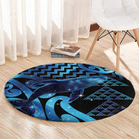 Humpback Whale Matariki New Zealand Round Carpet NZ Maori Paikea Poutama Luxury Blue LT14 - Polynesian Pride