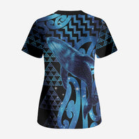 Humpback Whale Matariki New Zealand Scrub Top NZ Maori Paikea Poutama Luxury Blue LT14 - Polynesian Pride