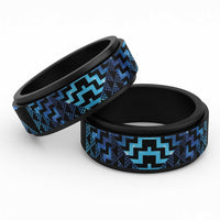 Humpback Whale Matariki New Zealand Spinner Ring NZ Maori Paikea Poutama Luxury Blue LT14 Black Blue - Polynesian Pride