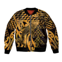 Humpback Whale Matariki New Zealand Bomber Jacket NZ Maori Paikea Poutama Luxury Gold LT14 Unisex Gold - Polynesian Pride