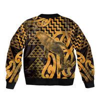 Humpback Whale Matariki New Zealand Bomber Jacket NZ Maori Paikea Poutama Luxury Gold LT14 - Polynesian Pride