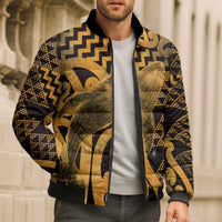 Humpback Whale Matariki New Zealand Bomber Puffer Jacket NZ Maori Paikea Poutama Luxury Gold LT14 - Polynesian Pride