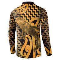Humpback Whale Matariki New Zealand Button Sweatshirt NZ Maori Paikea Poutama Luxury Gold LT14 - Polynesian Pride