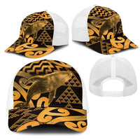 Humpback Whale Matariki New Zealand Mesh Trucker Cap NZ Maori Paikea Poutama Luxury Gold