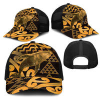 Humpback Whale Matariki New Zealand Mesh Trucker Cap NZ Maori Paikea Poutama Luxury Gold