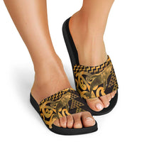 Humpback Whale Matariki New Zealand Slide Sandals NZ Maori Paikea Poutama Luxury Gold