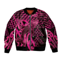Humpback Whale Matariki New Zealand Bomber Jacket NZ Maori Paikea Poutama Luxury Pink LT14 Unisex Pink - Polynesian Pride