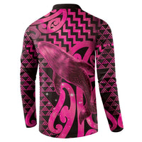 Humpback Whale Matariki New Zealand Button Sweatshirt NZ Maori Paikea Poutama Luxury Pink LT14 - Polynesian Pride