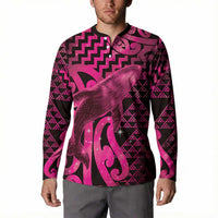 Humpback Whale Matariki New Zealand Button Sweatshirt NZ Maori Paikea Poutama Luxury Pink LT14 - Polynesian Pride