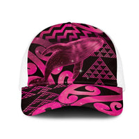 Humpback Whale Matariki New Zealand Mesh Trucker Cap NZ Maori Paikea Poutama Luxury Pink