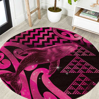 Humpback Whale Matariki New Zealand Round Carpet NZ Maori Paikea Poutama Luxury Pink LT14 Pink - Polynesian Pride