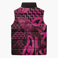 Humpback Whale Matariki New Zealand Sleeveless Puffer Jacket NZ Maori Paikea Poutama Luxury Pink