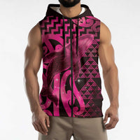 Humpback Whale Matariki New Zealand Sleeveless Zip Hoodie NZ Maori Paikea Poutama Luxury Pink