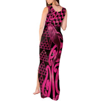 Humpback Whale Matariki New Zealand Tank Maxi Dress NZ Maori Paikea Poutama Luxury Pink