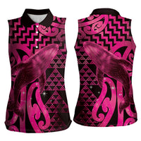 Humpback Whale Matariki New Zealand Women Sleeveless Polo Shirt NZ Maori Paikea Poutama Luxury Pink