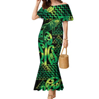 Humpback Whale Matariki New Zealand Family Matching Mermaid Dress and Hawaiian Shirt NZ Maori Paikea Poutama Luxury Green