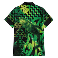 Humpback Whale Matariki New Zealand Family Matching Off Shoulder Maxi Dress and Hawaiian Shirt NZ Maori Paikea Poutama Luxury Green