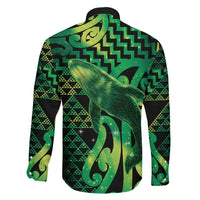 Humpback Whale Matariki New Zealand Family Matching Off Shoulder Short Dress and Hawaiian Shirt NZ Maori Paikea Poutama Luxury Green