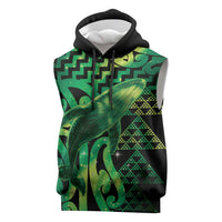Humpback Whale Matariki New Zealand Sleeveless Hoodie NZ Maori Paikea Poutama Luxury Green