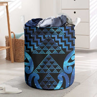 Taniko Motifs Matariki New Zealand Laundry Basket NZ Niho Taniwha Poutama LT14 Blue - Polynesian Pride