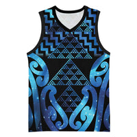 Taniko Motifs Matariki New Zealand Basketball Jersey NZ Niho Taniwha Poutama LT14 Unisex Blue - Polynesian Pride