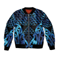Taniko Motifs Matariki New Zealand Bomber Jacket NZ Niho Taniwha Poutama LT14 Unisex Blue - Polynesian Pride