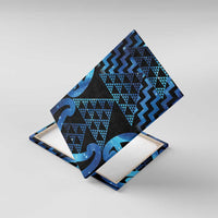 Taniko Motifs Matariki New Zealand Canvas Wall Art NZ Niho Taniwha Poutama LT14 With Frame Blue - Polynesian Pride