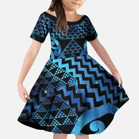 Taniko Motifs Matariki New Zealand Family Matching Long Sleeve Bodycon Dress and Hawaiian Shirt NZ Niho Taniwha Poutama