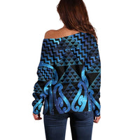 Taniko Motifs Matariki New Zealand Off Shoulder Sweater NZ Niho Taniwha Poutama