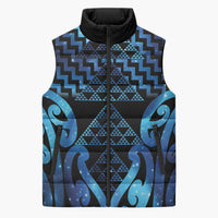 Taniko Motifs Matariki New Zealand Sleeveless Puffer Jacket NZ Niho Taniwha Poutama LT14 Unisex Blue - Polynesian Pride