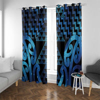 Taniko Motifs Matariki New Zealand Window Curtain NZ Niho Taniwha Poutama LT14 With Grommets Blue - Polynesian Pride