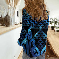 Taniko Motifs Matariki New Zealand Women Casual Shirt NZ Niho Taniwha Poutama