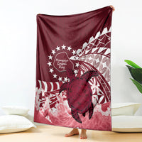 Cook Islands Mangaia Gospel Day Blanket Polynesian Art With Sea Turtle
