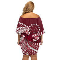 Cook Islands Mangaia Gospel Day Off Shoulder Short Dress Polynesian Art With Sea Turtle LT14 - Polynesian Pride