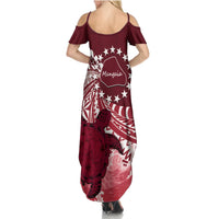Cook Islands Mangaia Gospel Day Summer Maxi Dress Polynesian Art With Sea Turtle LT14 - Polynesian Pride