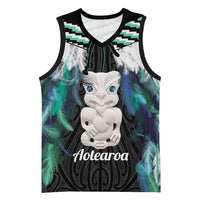 Aotearoa Korowai Motif Basketball Jersey Hei Tiki Poutama Maori Pattern - Polynesian Pride