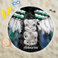 Aotearoa Korowai Motif Beach Blanket Hei Tiki Poutama Maori Pattern LT14 One Size 150cm Turquoise - Polynesian Pride