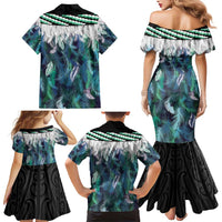 Aotearoa Korowai Motif Family Matching Mermaid Dress and Hawaiian Shirt Hei Tiki Poutama Maori Pattern