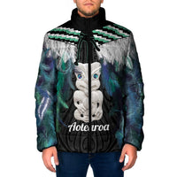 Aotearoa Korowai Motif Padded Jacket Hei Tiki Poutama Maori Pattern - Polynesian Pride
