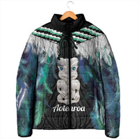 Aotearoa Korowai Motif Padded Jacket Hei Tiki Poutama Maori Pattern - Polynesian Pride