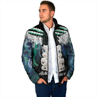 Aotearoa Korowai Motif Padded Jacket Hei Tiki Poutama Maori Pattern - Polynesian Pride