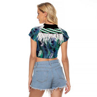Aotearoa Korowai Motif Raglan Cropped T Shirt Hei Tiki Poutama Maori Pattern LT14 - Polynesian Pride