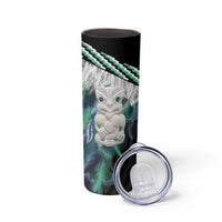 Aotearoa Korowai Motif Skinny Tumbler Hei Tiki Poutama Maori Pattern