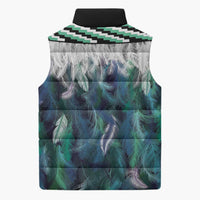 Aotearoa Korowai Motif Sleeveless Puffer Jacket Hei Tiki Poutama Maori Pattern - Polynesian Pride