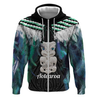 Aotearoa Korowai Motif Zip Hoodie Hei Tiki Poutama Maori Pattern