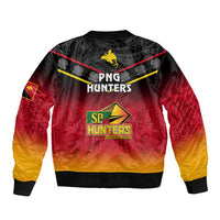 Papua New Guinea Rugby Bomber Jacket PNG Hunters Polynesian Black LT14 - Polynesian Pride