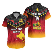 Personalised Papua New Guinea Rugby Hawaiian Shirt PNG Hunters Polynesian Black LT14 - Polynesian Pride