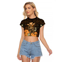 Polynesian Pride King Kamehameha Day Hawaii Raglan Cropped T Shirt Polynesia Tribal Kanaka And Hibiscus Gold LT14 Female Gold - Polynesian Pride