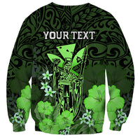Personalised King Kamehameha Day Hawaii Sweatshirt Polynesia Tribal Kanaka And Hibiscus Green LT14 - Polynesian Pride