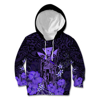 Polynesian Pride King Kamehameha Day Hawaii Kid Hoodie Polynesia Tribal Kanaka And Hibiscus Purple LT14 Hoodie Purple - Polynesian Pride